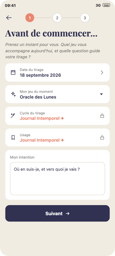 Ton journal de tirage évolue : commence sans créer de compte ✦ 4 Ajout des cartes d'un tirage dans l'application