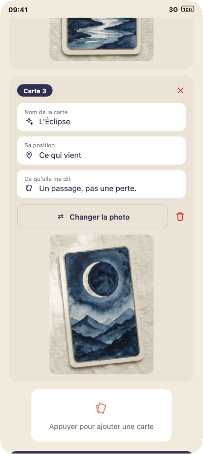 Ton journal de tirage évolue : commence sans créer de compte ✦ 5 Rédaction du ressenti après un tirage
