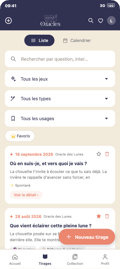Ton journal de tirage évolue : commence sans créer de compte ✦ 7 Collection de jeux d'oracle et de tarot dans l'application